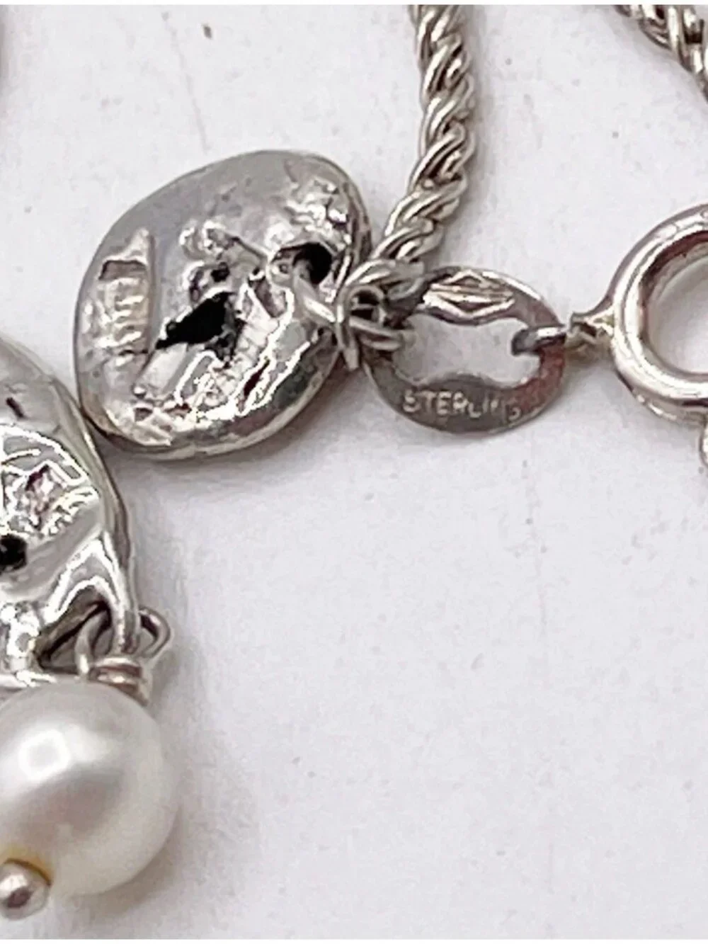 925 Sterling Silver Dainty Organic Openwork Pearl Pendant Necklace Minimalist